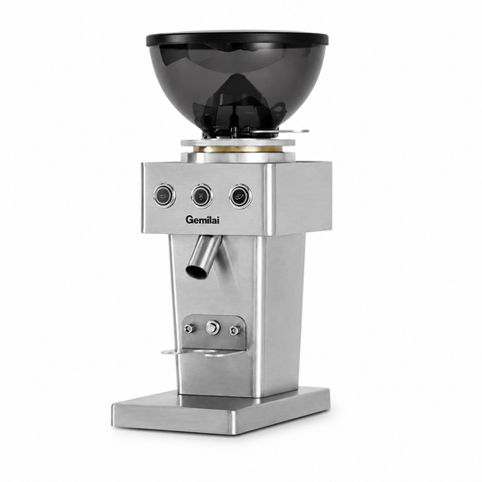 Gemilai Electric Coffee Grinder 64mm Flat Burr Espresso Single Dose Steel