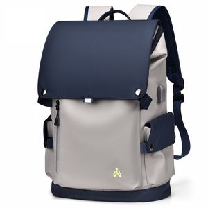 15.6 Inch Water Resistant Snap Button Flap Laptop Backpack with USB Port