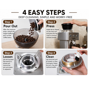 Gemilai Electric Coffee Grinder 64mm Flat Burr Espresso Single Dose Steel