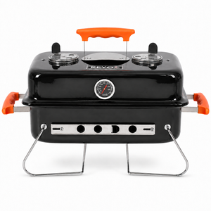 Portable Charcoal Braai BBQ Grill With Folding Legs Thermometer and Lid