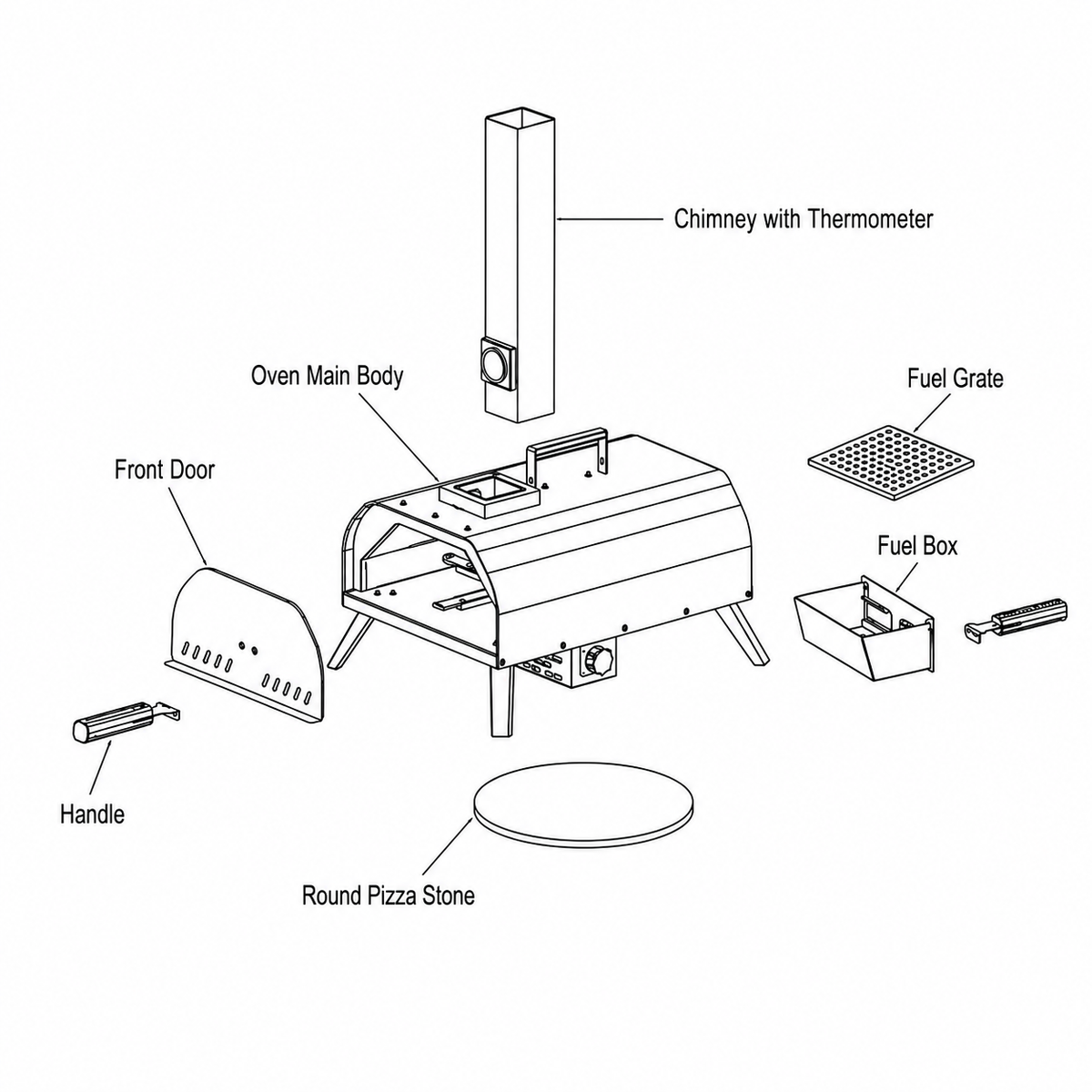 Portable Pizza Oven with Thermometer Outdoor 11 inch Rotating Stone Wood Pellet Complete Set