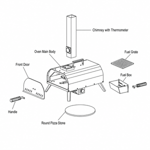 Portable Pizza Oven with Thermometer Outdoor 11 inch Rotating Stone Wood Pellet Complete Set
