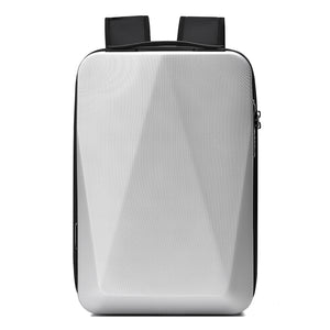 Expandable Hard Shell 17 Inch Laptop Anti-Theft Backpack with Lock USB Port - Silver