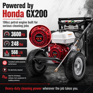YARD FORCE Honda GX200 Petrol Pressure Washer 3600PSI 248 Bar 5 Nozzles
