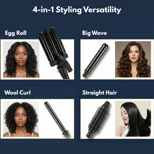 Kemey Professional 4-in-1 Hair Curler Set Curling Iron with Temperature Control