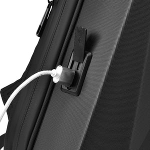 Expandable Hard Shell 17 Inch Laptop Anti-Theft Backpack with Lock USB Port - Silver