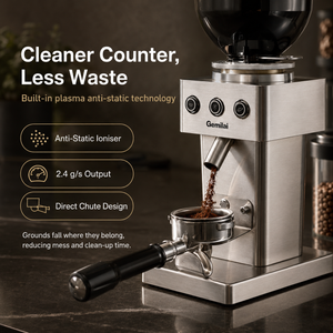 Gemilai Electric Coffee Grinder 64mm Flat Burr Espresso Single Dose Steel