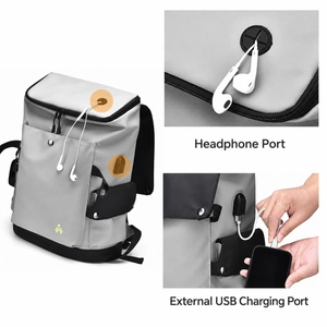 15.6 Inch Water Resistant Snap Button Flap Laptop Backpack with USB Port