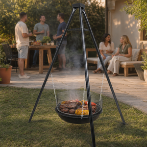 Tripod Braai Grill Charcoal Fire Pit Hanging Portable Outdoor Camping BBQ