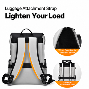 15.6 Inch Water Resistant Snap Button Flap Laptop Backpack with USB Port