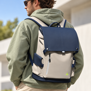 15.6 Inch Water Resistant Snap Button Flap Laptop Backpack with USB Port