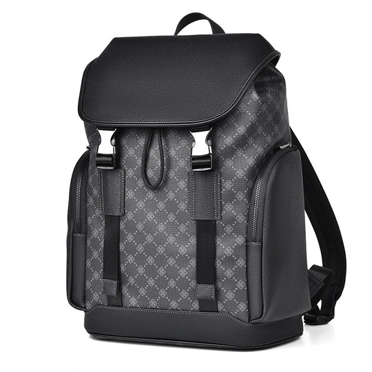 GagaFast men's classic monogram laptop backpack with front buckle closure