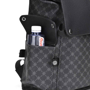 GagaFast Men's Classic Monogram Laptop Backpack with Snap Button Flap