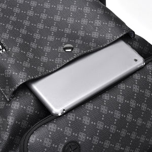 GagaFast Men’s Classic Monogram Laptop Backpack with Snap Button Flap