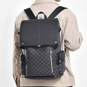 GagaFast Men's Classic Monogram Laptop Backpack with Snap Button Flap