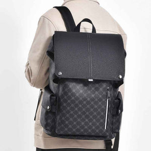 GagaFast Men's Classic Monogram Laptop Backpack with Snap Button Flap