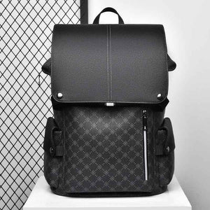 GagaFast Men's Classic Monogram Laptop Backpack with Snap Button Flap