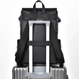 GagaFast Men's Classic Monogram Laptop Backpack with Snap Button Flap