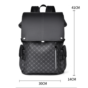 GagaFast Men's Classic Monogram Laptop Backpack with Snap Button Flap