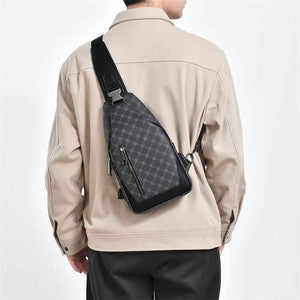 Men's Classic Monogram Crossbody Sling Bag with USB Port