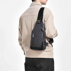 Men's Classic Monogram Crossbody Sling Bag with USB Port