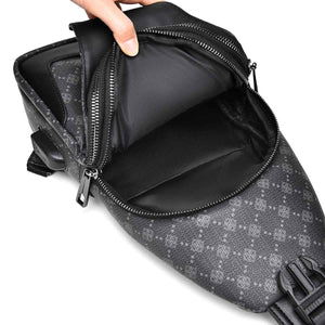 Men's Classic Monogram Crossbody Sling Bag with USB Port