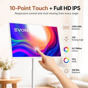 EVON 21.5" Portable Smart TV on Wheels - Touchscreen, 6GB, 128GB Android 12