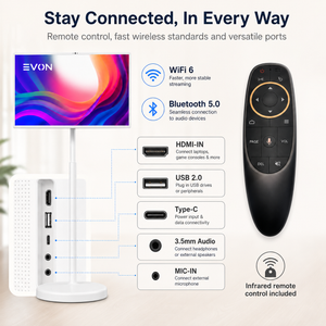 EVON 32" Portable Smart TV on Wheels - Touchscreen, 6GB, 128GB, Android 12
