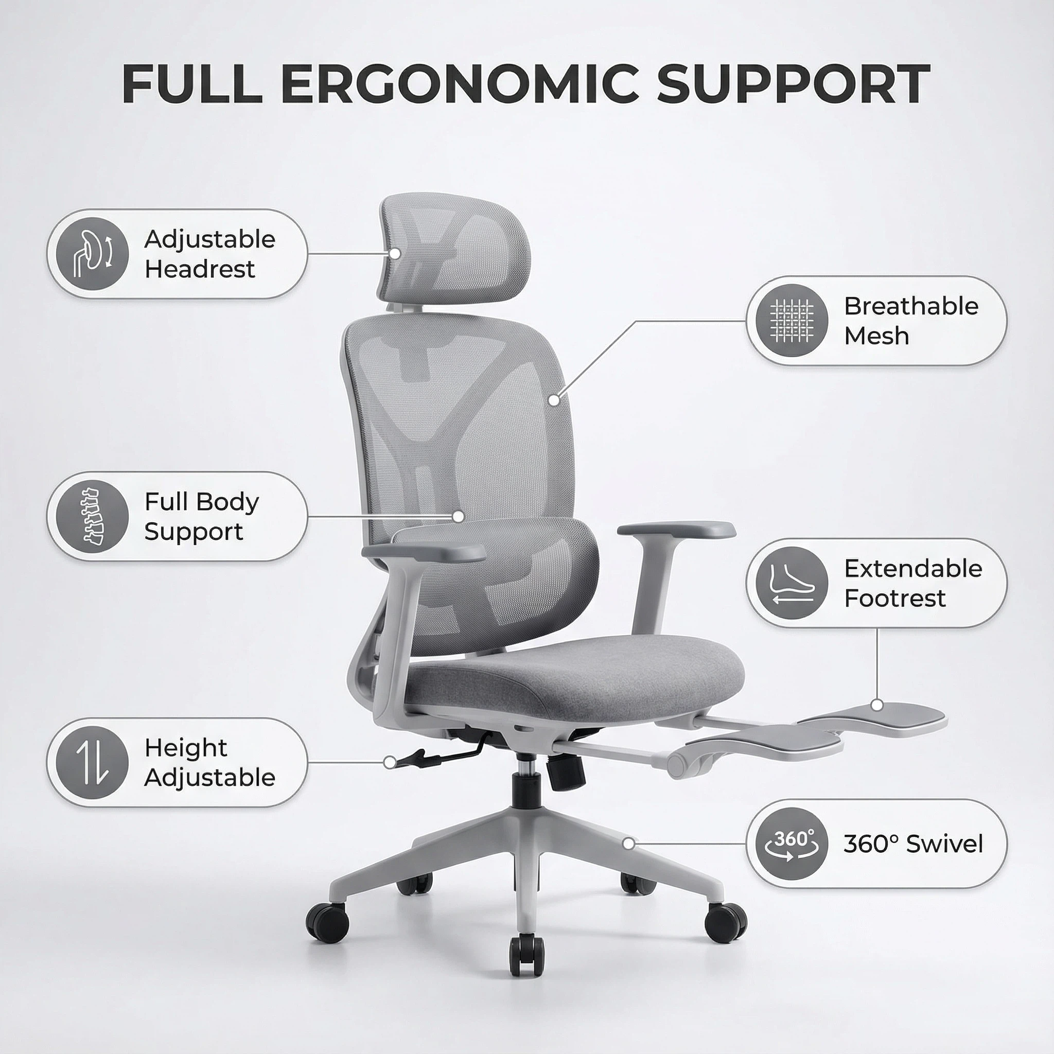 GagaFast Ergonomic Office Gaming Chair Adjustable Recliner with Footrest