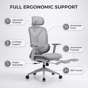 GagaFast Ergonomic Office Gaming Chair Adjustable Recliner with Footrest
