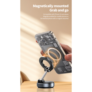 GagaFast Rotating Vacuum Magnetic Phone Holder Stand for Any Smooth Surface – White