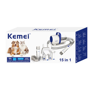 Kemei Multifuctional Pet Vaccum Cleaner One-Stop Grooming Kit 15 in 1