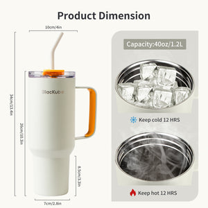 BlacKube 1.2L Stainless Steel Leak-Proof Thermo Travel Tumbler Gift Pack – Pale Yellow
