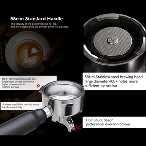 WOWKIEE Commercial-Grade Manual Espresso Coffee Machine with Grinder Smart Display