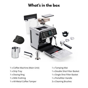 WOWKIEE Commercial-Grade Manual Espresso Coffee Machine with Grinder Smart Display