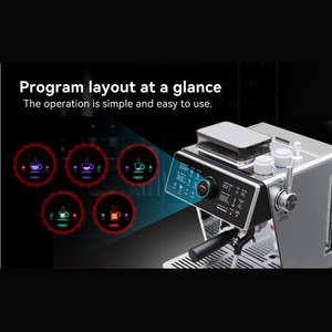 WOWKIEE Commercial-Grade Manual Espresso Coffee Machine with Grinder Smart Display