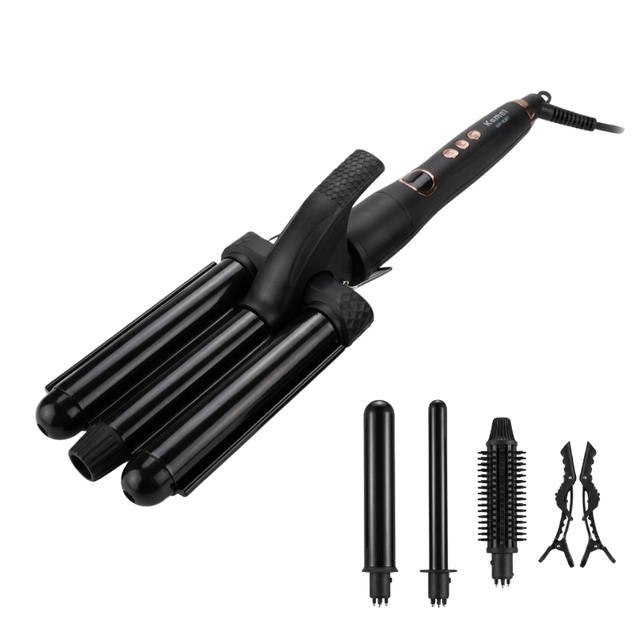 Kemey Professional 4-in-1 Hair Curler Set Curling Iron with Temperature Control