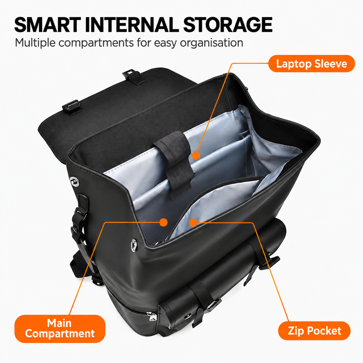 15.6 Inch Laptop Backpack Minimalist Modern PU Travel Bag with Luggage Strap