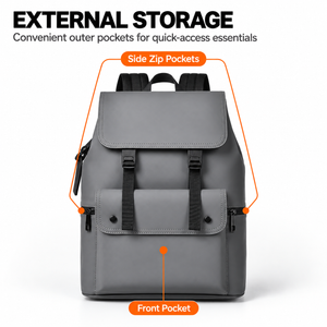 15.6 Inch Laptop Backpack Minimalist Modern PU Travel Bag with Luggage Strap