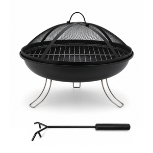 Portable Fire Pit 18.5" Folding Outdoor Wood Braai BBQ Grill Spark Screen