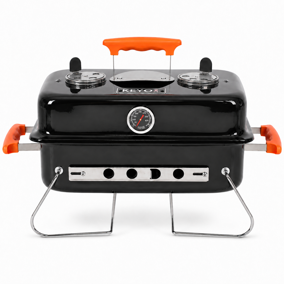 Portable Charcoal Braai BBQ Grill With Folding Legs Thermometer and Lid
