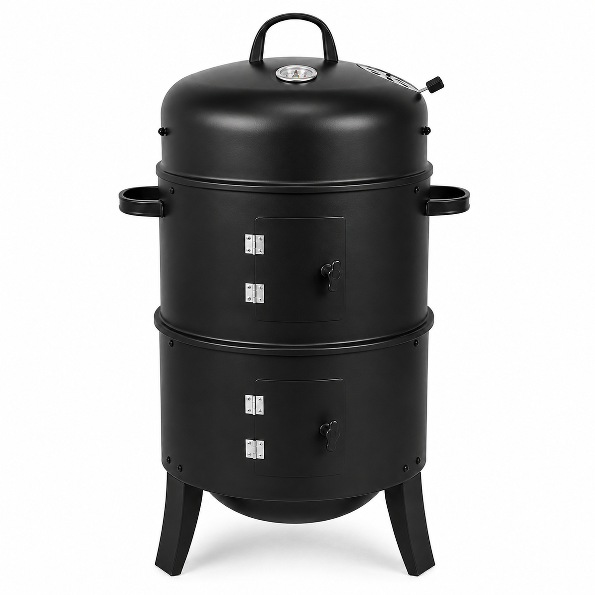 3-in-1 Charcoal Smoker with Thermometer BBQ Grill Fire Pit Braai Vertical Outdoor Portable