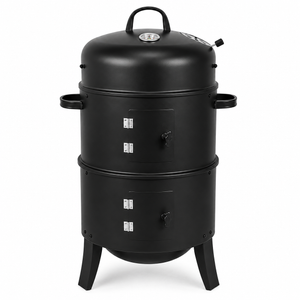 3-in-1 Charcoal Smoker with Thermometer BBQ Grill Fire Pit Braai Vertical Outdoor Portable