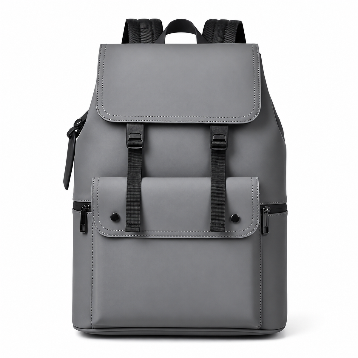 15.6 Inch Laptop Backpack Minimalist Modern PU Travel Bag with Luggage Strap