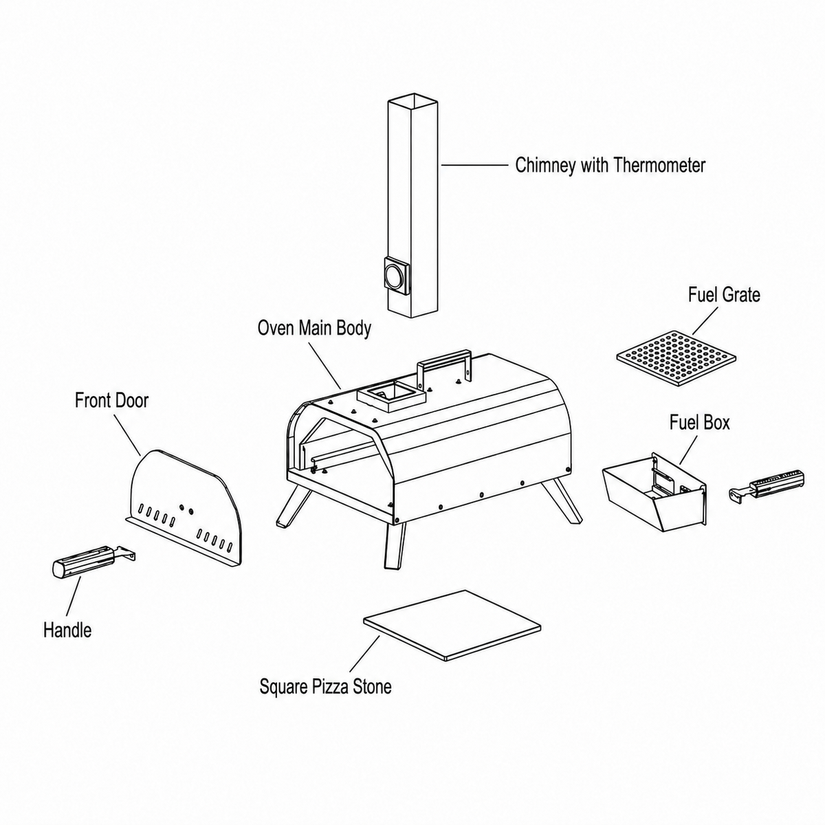 Portable Pizza Oven with Thermometer Outdoor 11 Inch Stone Wood Pellet Braai