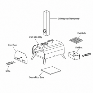 Portable Pizza Oven with Thermometer Outdoor 11 Inch Stone Wood Pellet Braai