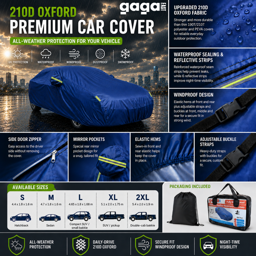 GagaFast Blue Shield 210D Oxford Premium Car Cover – Feature Overview and Size Options