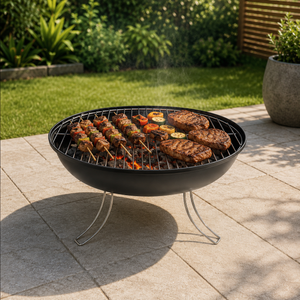 Portable Fire Pit 18.5" Folding Outdoor Wood Braai BBQ Grill Spark Screen