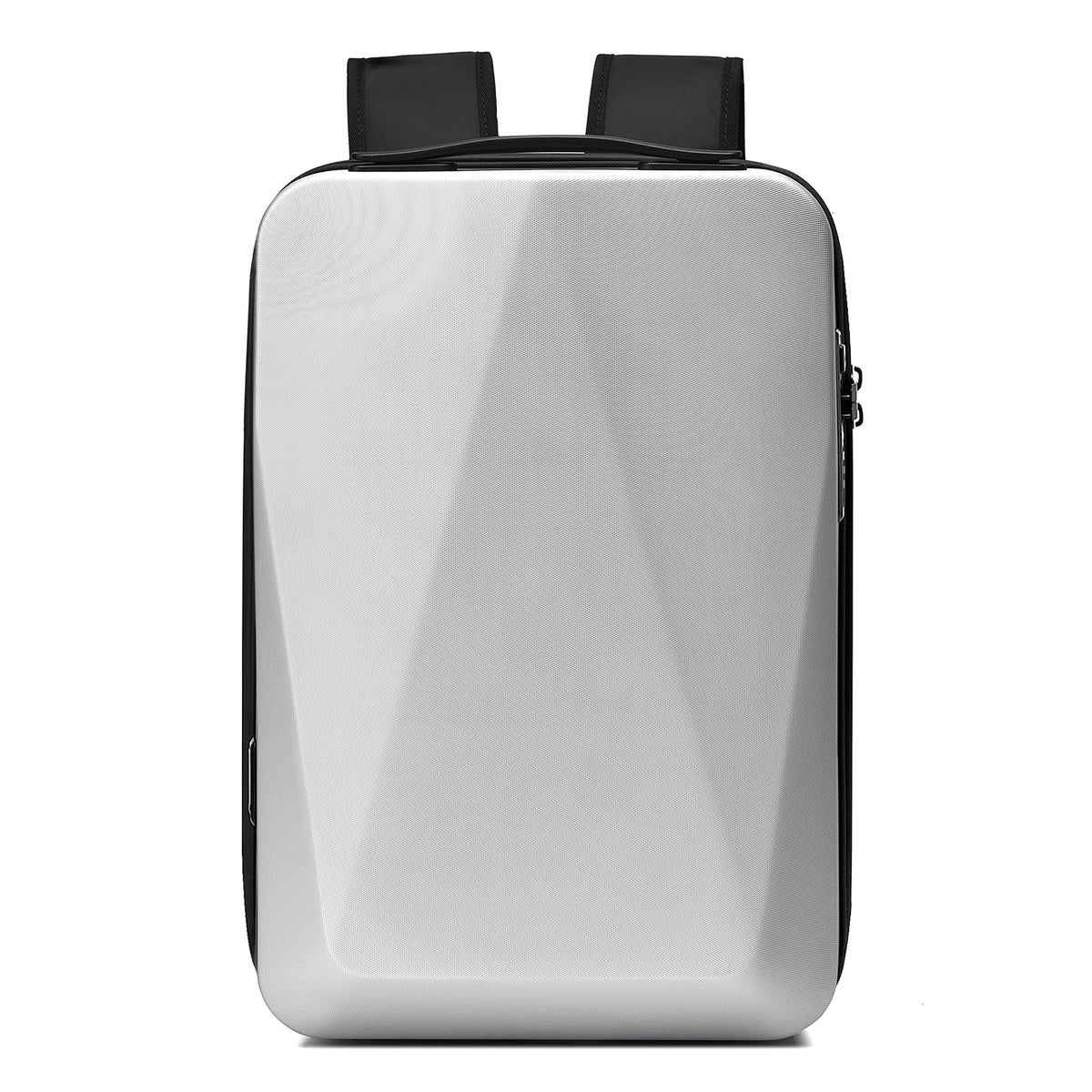 Expandable Hard Shell 17 Inch Laptop Anti-Theft Backpack with Lock USB Port - Silver