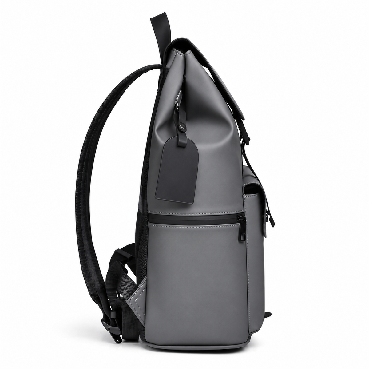 15.6 Inch Laptop Backpack Minimalist Modern PU Travel Bag with Luggage Strap